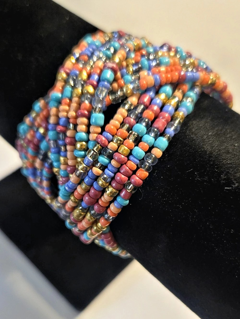 Beaded Cuff Bracelet in Blue & Multicolor Like New